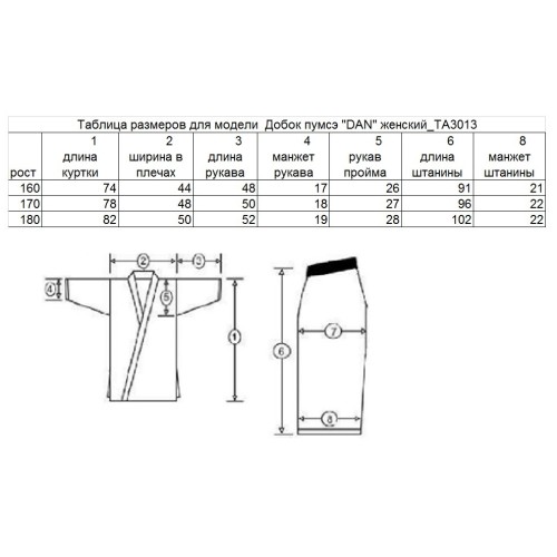 Добок для пумсэ "DAN" женский TA3013